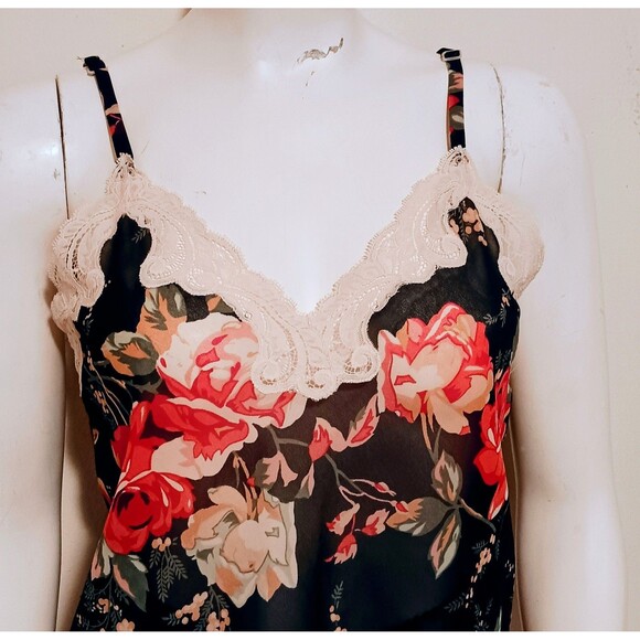 Vintage Natori Floral Cami 2 Pc Lingerie Set-Small-Lace Trim-Adjustable-Hi Cut - Picture 2 of 9